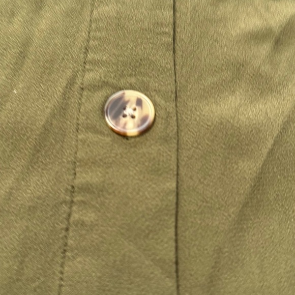 Madewell Green Olive Mini Dress V-Neck Button Back Size S - Picture 10 of 14